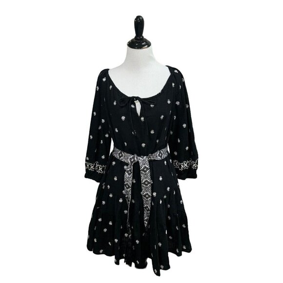 A Loves A Women's S Small Prairie Mini Dress Belted Puff Sleeves Embroidered - Picture 1 of 9